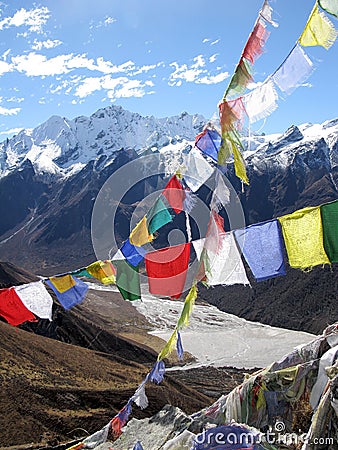 Himalaya pray flags Stock Photo