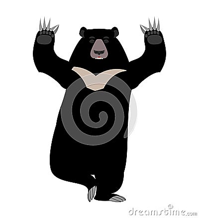 Himalayan bear Yoga. yogi wild animal emoji. Black big beast Vector Illustration