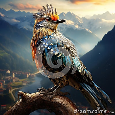 Himalayan Cuckoo bird Cartoon Illustration
