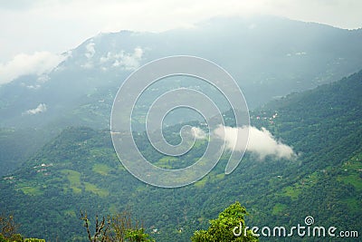 Himalayan Mountain range from Lungchok Offbeat Village Stock Photo