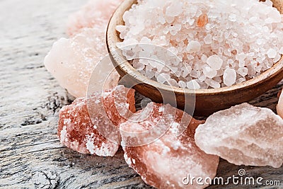 Himalayan pink crystal salt Stock Photo