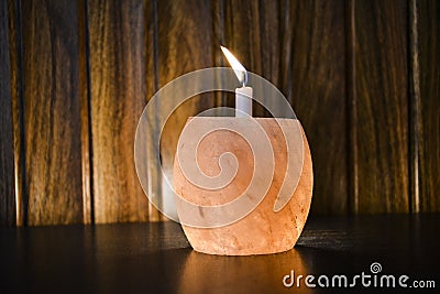 Himalayan Salt Lamp Candle Holder Stock Photo