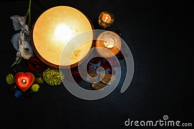 Himalayan Salt Lamps | Candle Holder & Foot Detoxer Stock Photo