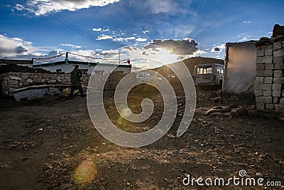 An Himalayan sokar village in ladakh Stock Photo