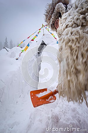 Bigfoot Yeti in the mountains Stock Photo