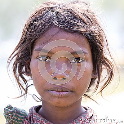 Portrait nepali children on the street in Himalayan village, Nepal Editorial Stock Photo