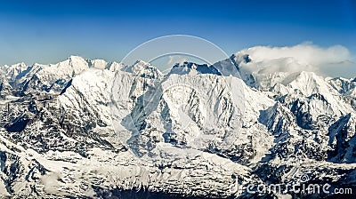 Himalayas mountains Everest range panorama Stock Photo