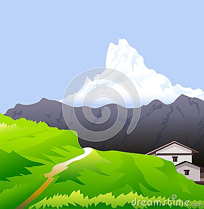 Himalayas & Snow peaks Vector Vector Illustration