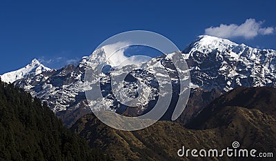 Himalchuli and boudha himal from Gorkha Nepal. Stock Photo