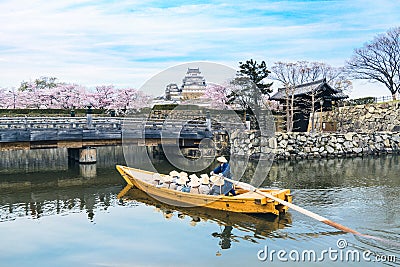 Himeji Castle with beautiful cherry blossom in spring season at Hyogo near Osaka, Japan. Himeji Castle is famous cherry blossom Editorial Stock Photo