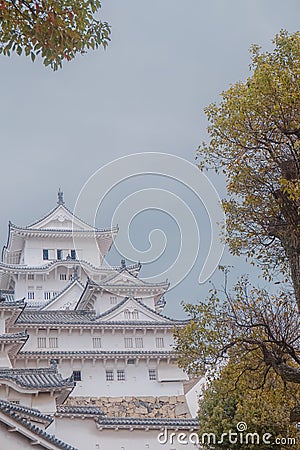 Himeji Castle, Osaka, Japan - Himeji Castle in spring surrounded by sakura cherry blossom Editorial Stock Photo