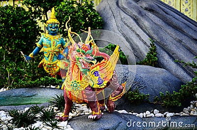 Himmapan Creatures : Srihara Mungkorn, Statues and decorations at the Royal Cremation Ceremony , Bangkok, Thailand Stock Photo