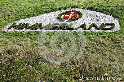 Himmerland logo in the grass during Made in Denmark golf tournament Editorial Stock Photo