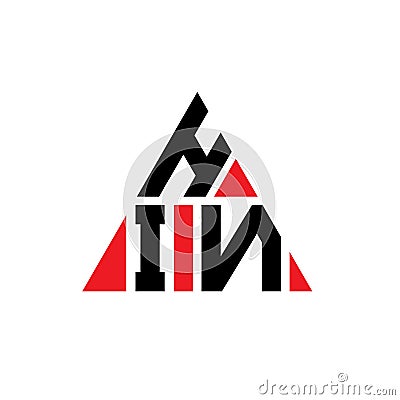 HIN triangle letter logo design with triangle shape. HIN triangle logo design monogram. HIN triangle vector logo template with red Vector Illustration