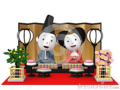`Hina Ningyou` Japanese traditional dolls for girls. Cartoon Illustration
