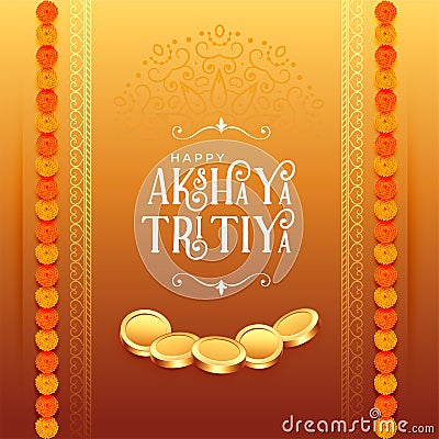 Hindu akshaya tritiya festival pooja greeting design Vector Illustration