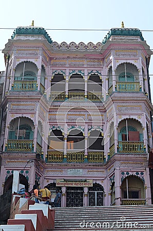 Hindu Building Architecture in Varanasi, India Editorial Stock Photo
