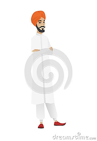 Hindu confident businessman with folded arms. Vector Illustration