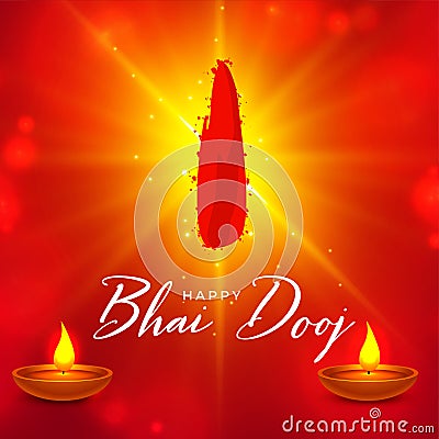 hindu cultural bhai teej greeting card for family wishes and blessings Vector Illustration