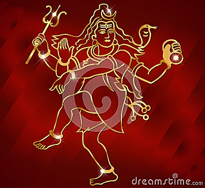 Hindu deity lord Shiva on a sparkling red background Stock Photo