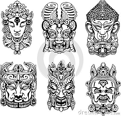 Hindu deity masks Vector Illustration