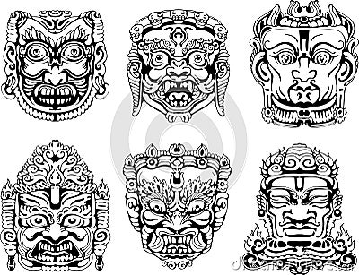 Hindu deity masks Vector Illustration