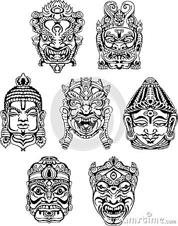 Hindu deity masks Vector Illustration