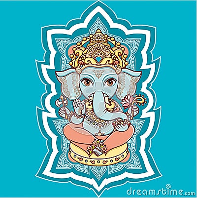 Hindu elephant God Lord Ganesh. Hinduism. Vector Illustration