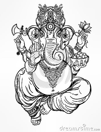Hindu elephant head god Lord Ganesha illustration Vector Illustration