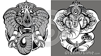 Hindu elephant. Lord Ganesha Vector Illustration