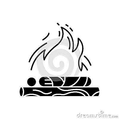 Hindu funeral ceremony black glyph icon Vector Illustration