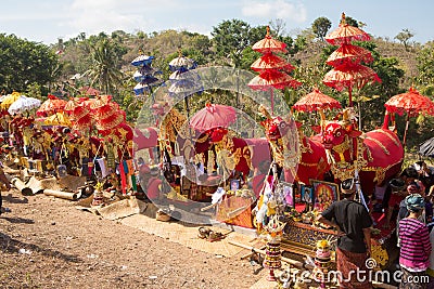 Hindu funeral, Sebuluh,Nusa Penida provinz. Bali, Indonesia Editorial Stock Photo