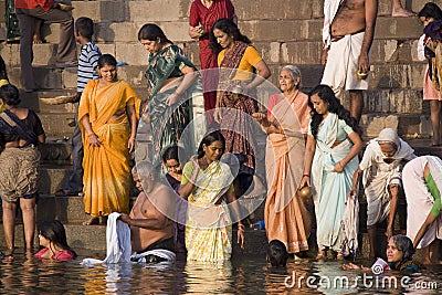 Hindu Ghats in Varanasi - Uttar Pradesh - India Editorial Stock Photo