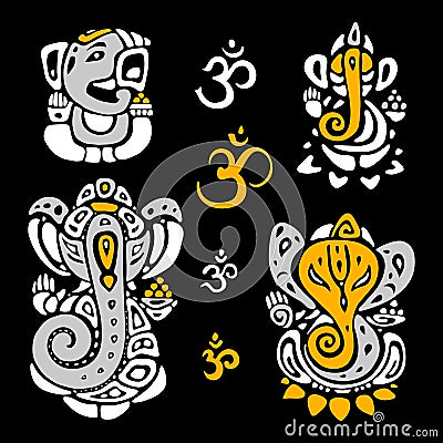 Hindu God Ganesha. Ganapati Cartoon Illustration
