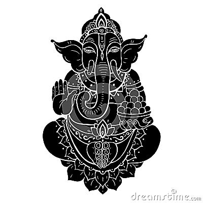 Hindu God Ganesha Vector Illustration