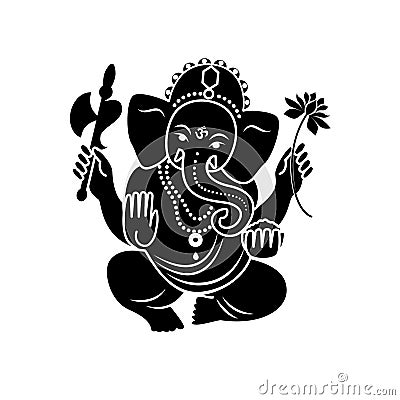 Hindu God Ganesha. Vector illustration. Vector Illustration