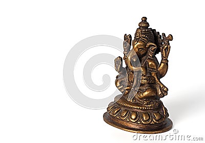 Hindu God Ganesha on White Background, Clipping Path Stock Photo