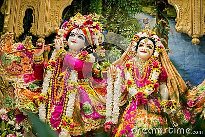 Hindu god Krishna with his wife Radha. Editorial Stock Photo