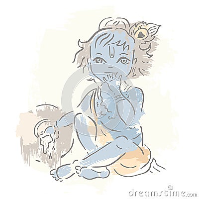 Hindu God Krishna. Vector Illustration