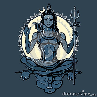 Hindu god Shiva Vector Illustration