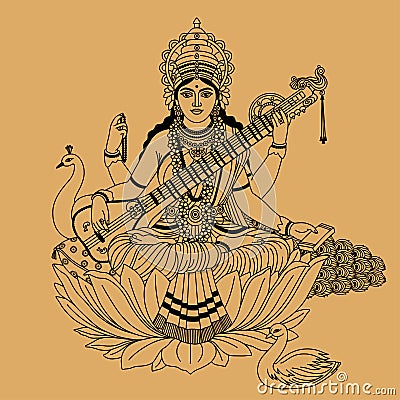 Hindu goddess Vector Illustration