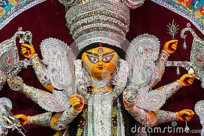 Hindu Goddess Durga close up Stock Photo