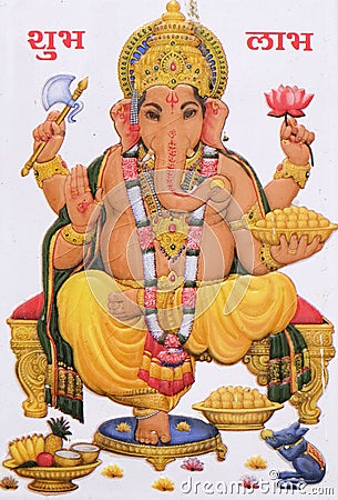 Hindu goddess Ganesha Cartoon Illustration