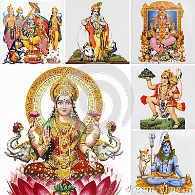 Hindu gods collage Stock Photo