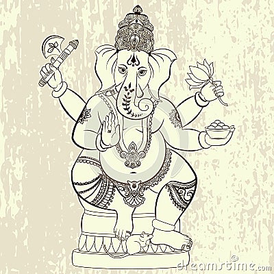 Hindu Lord Ganesha. Vector Illustration