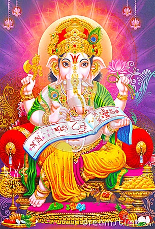 Hindu Lord Ganesha texture wallpaper background Stock Photo
