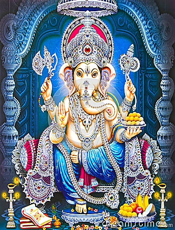 Hindu Lord Ganesha texture wallpaper background Stock Photo