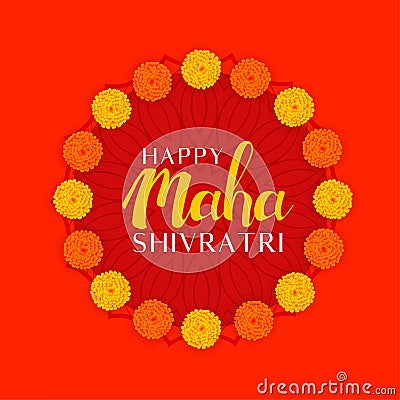 Hindu maha shivratri festival of lord shiva with flower decoration Vector Illustration
