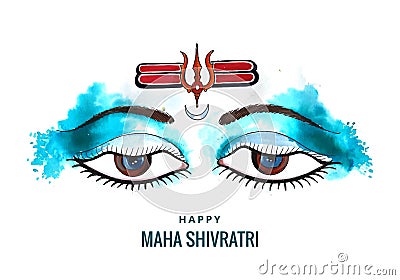 Hindu maha shivratri lord shiva eyes sketch card design Vector Illustration