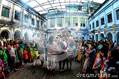 Hindu people celebrating immersion of Devi Durga Editorial Stock Photo